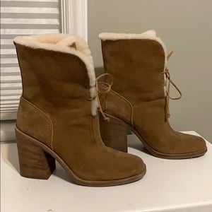 UGG heeled suede Sherpa lined boots